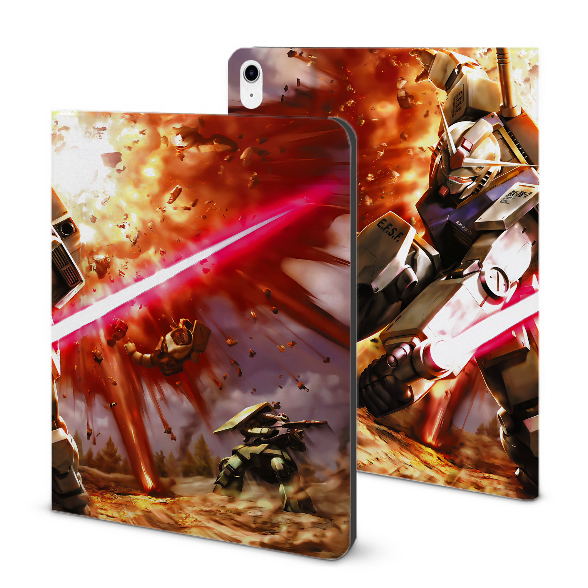 （画像用） 機動戦士ガンダム Mobile Suit Gundam IPad ケース ブック型 PUレザー TPU 耐衝撃 軽量 薄型 ペン収納なし 全面保護 IPad 各モデル対応